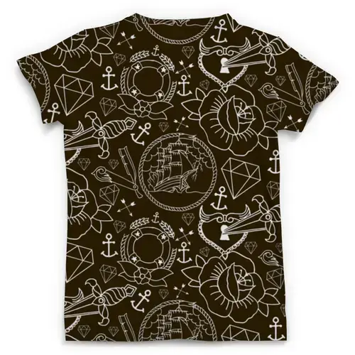 Заказать мужскую футболку в Москве. Футболка с полной запечаткой (мужская) Морская абстракция от T-shirt print  - готовые дизайны и нанесение принтов.