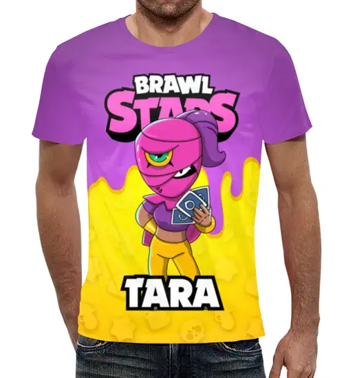 Заказать мужскую футболку в Москве. Футболка с полной запечаткой (мужская) BRAWL STARS TARA от geekbox - готовые дизайны и нанесение принтов.
