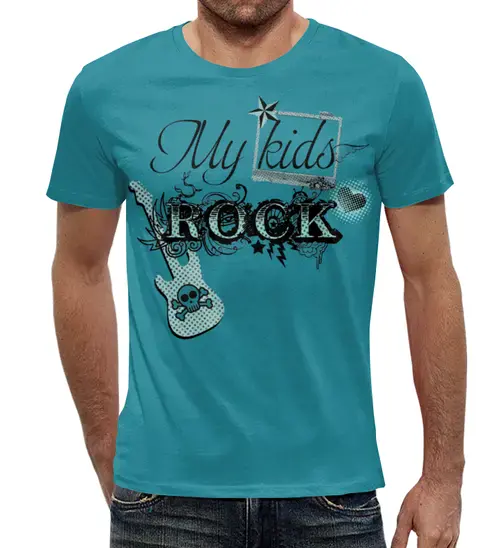 Заказать мужскую футболку в Москве. Футболка с полной запечаткой (мужская) My kids Rock от T-shirt print  - готовые дизайны и нанесение принтов.