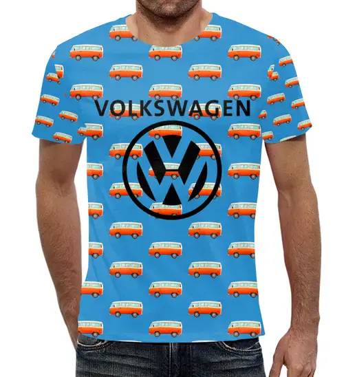 Заказать мужскую футболку в Москве. Футболка с полной запечаткой (мужская) Volkswagen   от T-shirt print  - готовые дизайны и нанесение принтов.