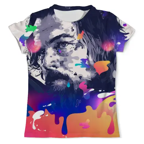 Заказать мужскую футболку в Москве. Футболка с полной запечаткой (мужская) Леонардо Ди Каприо | Выживший от sandster - готовые дизайны и нанесение принтов.