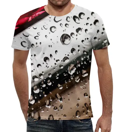 Заказать мужскую футболку в Москве. Футболка с полной запечаткой (мужская) Капли Воды 3D от coolmag - готовые дизайны и нанесение принтов.