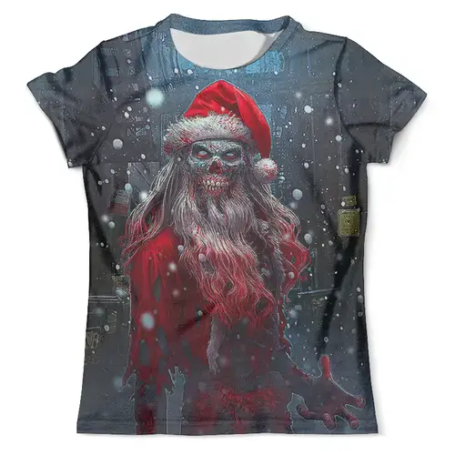 Заказать мужскую футболку в Москве. Футболка с полной запечаткой (мужская) Zombie Claus от balden - готовые дизайны и нанесение принтов.