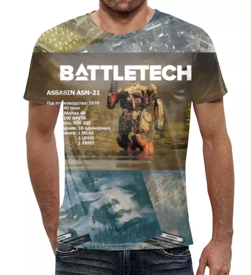 Заказать мужскую футболку в Москве. Футболка с полной запечаткой (мужская) Battletech от Рашид  - готовые дизайны и нанесение принтов.