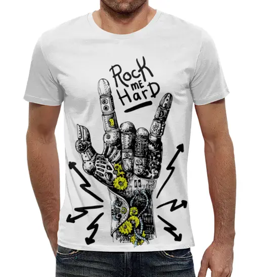 Заказать мужскую футболку в Москве. Футболка с полной запечаткой (мужская) Rock me hard от denis01001 - готовые дизайны и нанесение принтов.