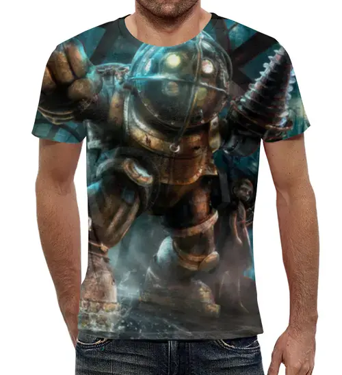Заказать мужскую футболку в Москве. Футболка с полной запечаткой (мужская) Bioshock от Александр - готовые дизайны и нанесение принтов.