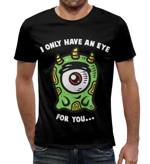 Заказать мужскую футболку в Москве. Футболка с полной запечаткой (мужская) Инопланетянин от svetlanas - готовые дизайны и нанесение принтов.