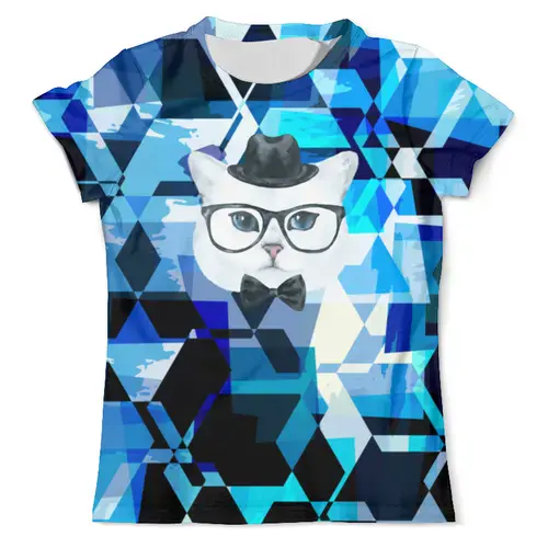 Заказать мужскую футболку в Москве. Футболка с полной запечаткой (мужская) Кот в очках от THE_NISE  - готовые дизайны и нанесение принтов.