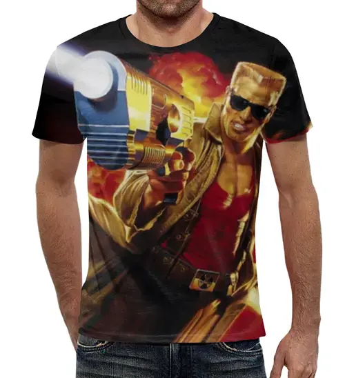 Заказать мужскую футболку в Москве. Футболка с полной запечаткой (мужская) Duke Nukem от balden - готовые дизайны и нанесение принтов.