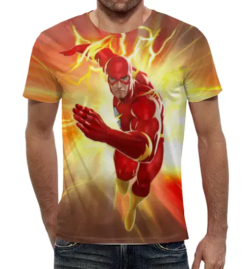 Заказать мужскую футболку в Москве. Футболка с полной запечаткой (мужская) Flash от Just Paul - готовые дизайны и нанесение принтов.