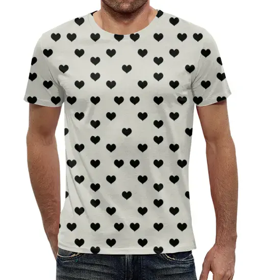 Заказать мужскую футболку в Москве. Футболка с полной запечаткой (мужская) Сердечки от irinavk - готовые дизайны и нанесение принтов.