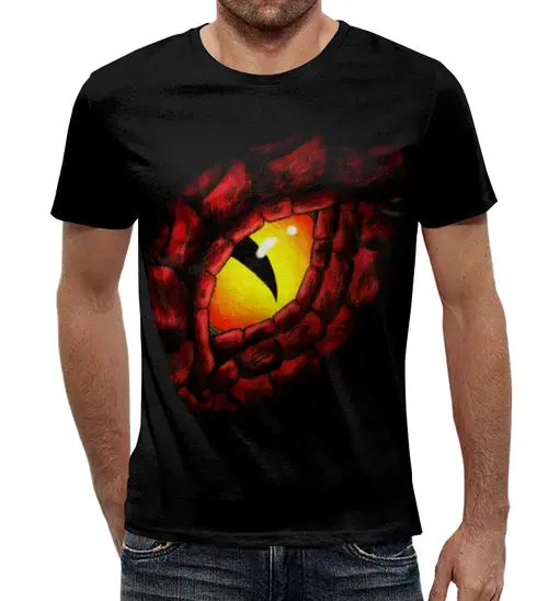 Заказать мужскую футболку в Москве. Футболка с полной запечаткой (мужская) Глаз Дракона от galaxy secret - готовые дизайны и нанесение принтов.