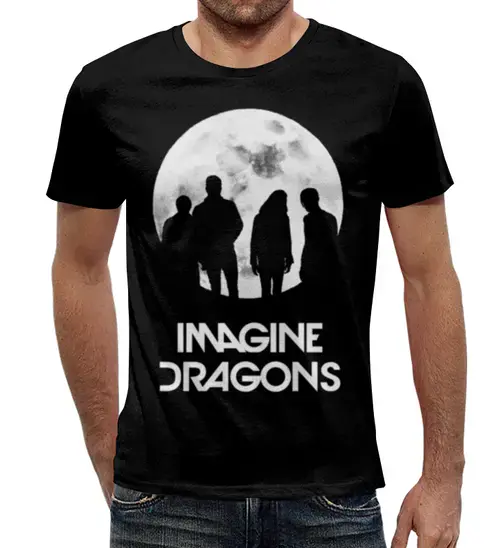 Заказать мужскую футболку в Москве. Футболка с полной запечаткой (мужская) Imagine Dragons от geekbox - готовые дизайны и нанесение принтов.