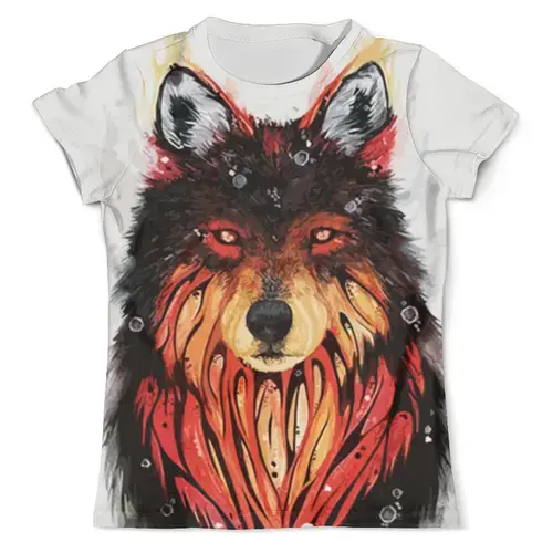 Заказать мужскую футболку в Москве. Футболка с полной запечаткой (мужская) Звездный волк от BAD OWL - готовые дизайны и нанесение принтов.