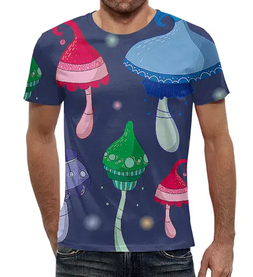 Заказать мужскую футболку в Москве. Футболка с полной запечаткой (мужская) Волшебные грибы от T-shirt print  - готовые дизайны и нанесение принтов.