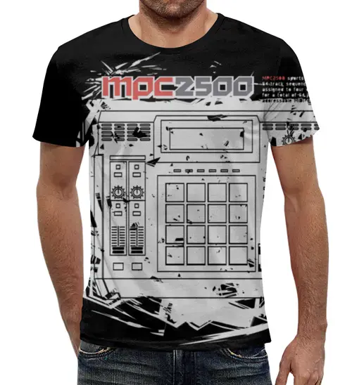 Заказать мужскую футболку в Москве. Футболка с полной запечаткой (мужская) Akai MPC2500 от SYNTHSHIRT - готовые дизайны и нанесение принтов.