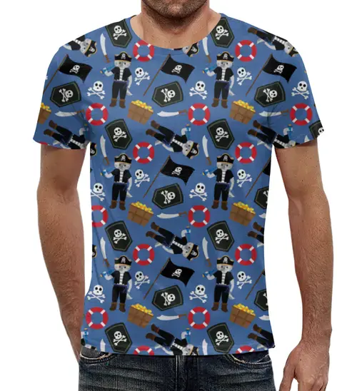 Заказать мужскую футболку в Москве. Футболка с полной запечаткой (мужская) Пираты  от T-shirt print  - готовые дизайны и нанесение принтов.