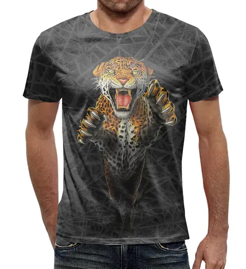 Заказать мужскую футболку в Москве. Футболка с полной запечаткой (мужская) Leopard от balden - готовые дизайны и нанесение принтов.
