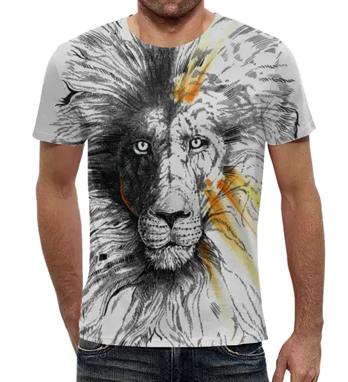 Заказать мужскую футболку в Москве. Футболка с полной запечаткой (мужская) the Lion от adelpo - готовые дизайны и нанесение принтов.
