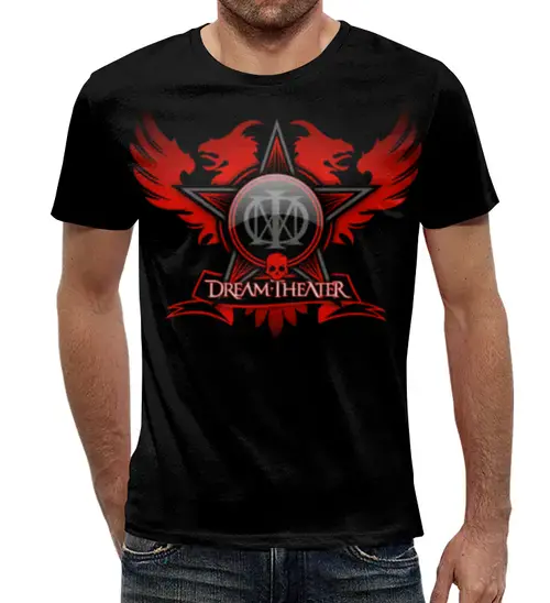 Заказать мужскую футболку в Москве. Футболка с полной запечаткой (мужская) Dream Theater от geekbox - готовые дизайны и нанесение принтов.