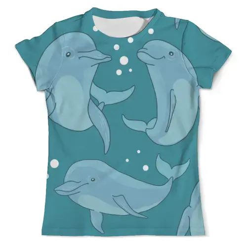 Заказать мужскую футболку в Москве. Футболка с полной запечаткой (мужская) Дельфины от T-shirt print  - готовые дизайны и нанесение принтов.