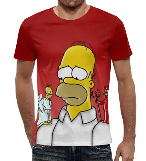 Заказать мужскую футболку в Москве. Футболка с полной запечаткой (мужская) Гомер Симпсон  от ПРИНТЫ ПЕЧАТЬ  - готовые дизайны и нанесение принтов.