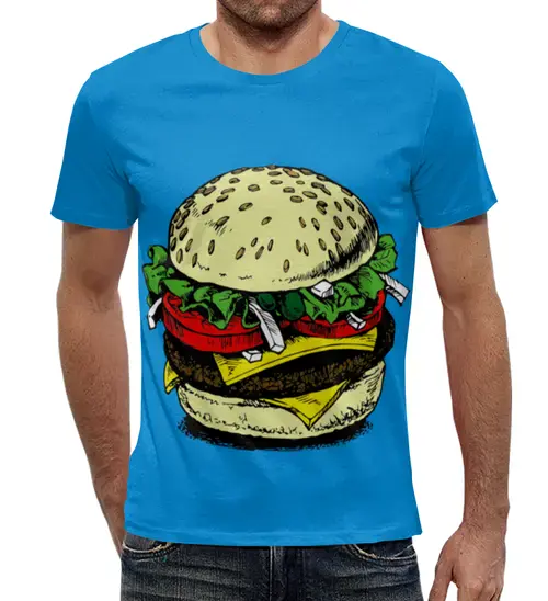 Заказать мужскую футболку в Москве. Футболка с полной запечаткой (мужская) Большой Гамбургер от denis01001 - готовые дизайны и нанесение принтов.