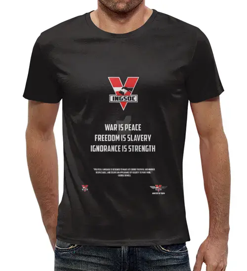 Заказать мужскую футболку в Москве. Футболка с полной запечаткой (мужская) Ingsoc от BigBrother - готовые дизайны и нанесение принтов.