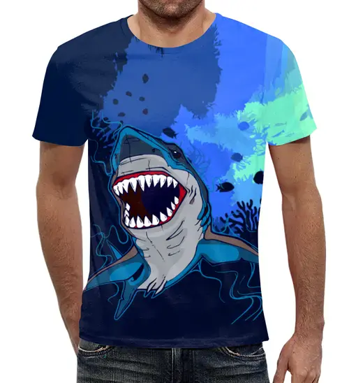 Заказать мужскую футболку в Москве. Футболка с полной запечаткой (мужская) Sharks от balden - готовые дизайны и нанесение принтов.