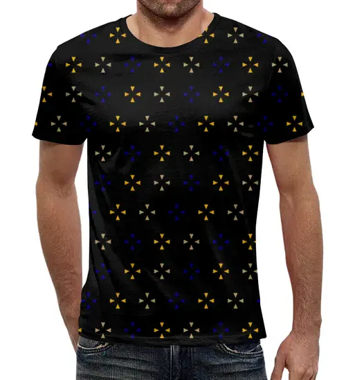 Заказать мужскую футболку в Москве. Футболка с полной запечаткой (мужская) Треугольники от valezar - готовые дизайны и нанесение принтов.