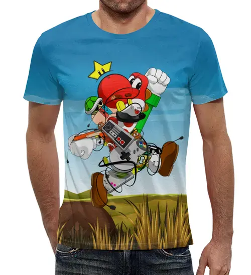 Заказать мужскую футболку в Москве. Футболка с полной запечаткой (мужская) Super Mario  от T-shirt print  - готовые дизайны и нанесение принтов.