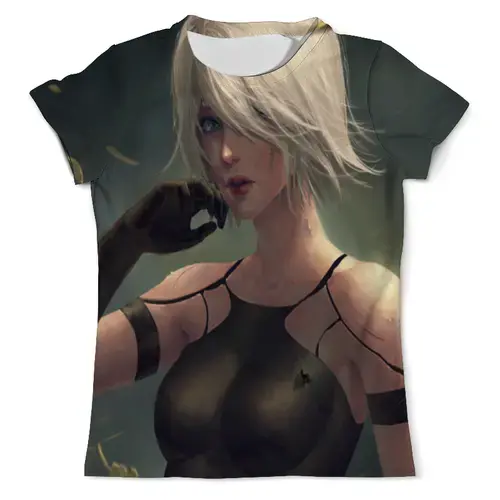 Заказать мужскую футболку в Москве. Футболка с полной запечаткой (мужская) Девушка киборг от ADMIN MMORPG - готовые дизайны и нанесение принтов.