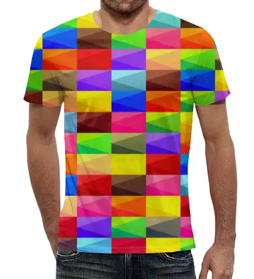 Заказать мужскую футболку в Москве. Футболка с полной запечаткой (мужская) Цветные кубики от THE_NISE  - готовые дизайны и нанесение принтов.