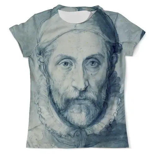 Заказать мужскую футболку в Москве. Футболка с полной запечаткой (мужская) Джузеппе Арчимбольдо (Автопортрет 1575 года) от trend - готовые дизайны и нанесение принтов.