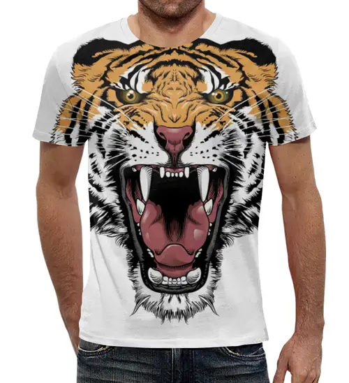 Заказать мужскую футболку в Москве. Футболка с полной запечаткой (мужская) Тигр  от scoopysmith - готовые дизайны и нанесение принтов.
