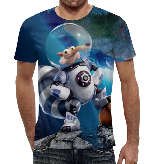 Заказать мужскую футболку в Москве. Футболка с полной запечаткой (мужская) Scrat от skynatural - готовые дизайны и нанесение принтов.