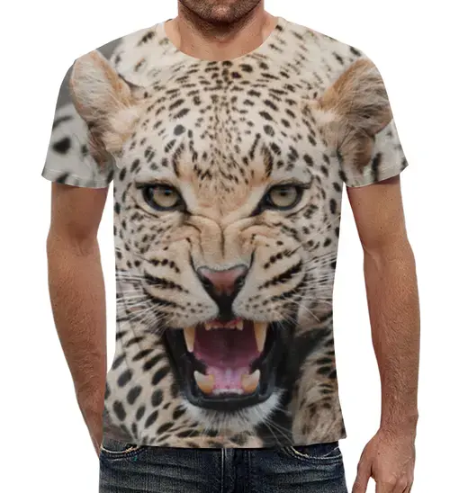 Заказать мужскую футболку в Москве. Футболка с полной запечаткой (мужская) Леопард от Виктор Гришин - готовые дизайны и нанесение принтов.