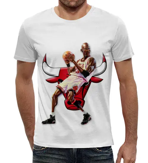 Заказать мужскую футболку в Москве. Футболка с полной запечаткой (мужская) Michael Jordan Cartooney от Mesk08 - готовые дизайны и нанесение принтов.