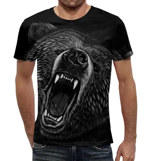 Заказать мужскую футболку в Москве. Футболка с полной запечаткой (мужская) Медведь от printik - готовые дизайны и нанесение принтов.