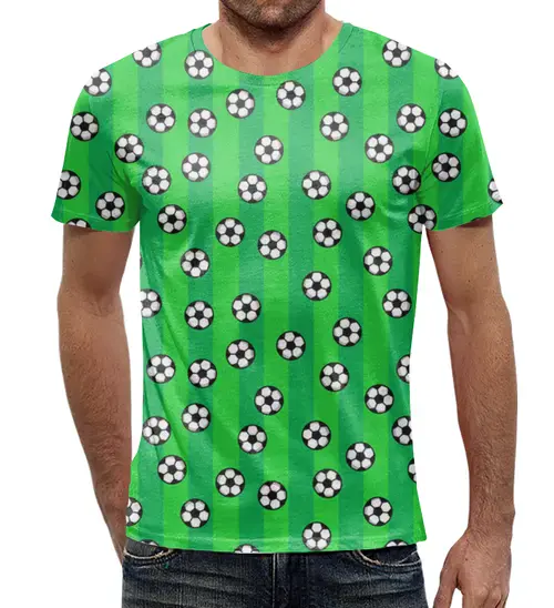 Заказать мужскую футболку в Москве. Футболка с полной запечаткой (мужская) Футбольные мячи от T-shirt print  - готовые дизайны и нанесение принтов.