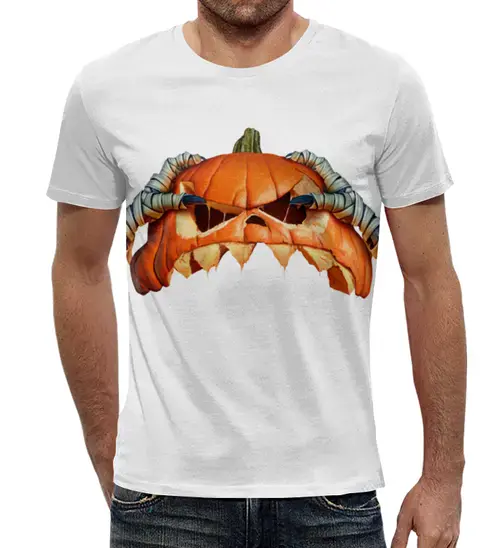 Заказать мужскую футболку в Москве. Футболка с полной запечаткой (мужская) хэллоуин от sashadasha - готовые дизайны и нанесение принтов.