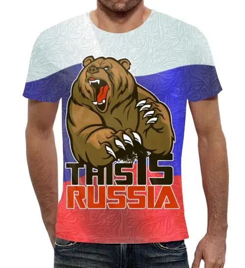 Заказать мужскую футболку в Москве. Футболка с полной запечаткой (мужская) This Is RUSSIA от balden - готовые дизайны и нанесение принтов.