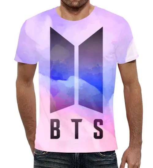 Заказать мужскую футболку в Москве. Футболка с полной запечаткой (мужская) BTS (k-pop)  от geekbox - готовые дизайны и нанесение принтов.