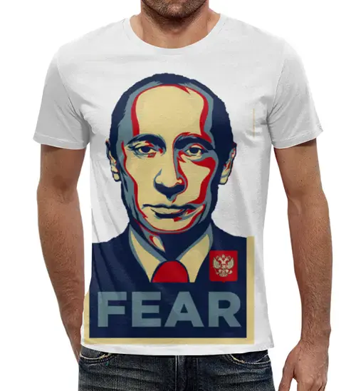 Заказать мужскую футболку в Москве. Футболка с полной запечаткой (мужская) Путин  от Ricky Red - готовые дизайны и нанесение принтов.