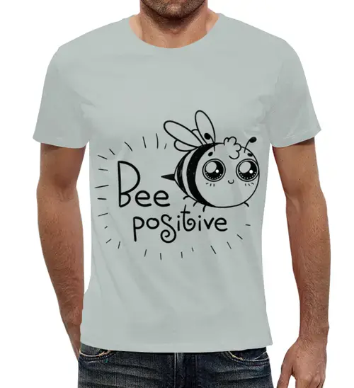 Заказать мужскую футболку в Москве. Футболка с полной запечаткой (мужская) Bee Positive от EDJEY  - готовые дизайны и нанесение принтов.