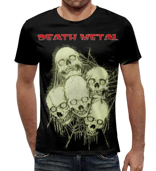 Заказать мужскую футболку в Москве. Футболка с полной запечаткой (мужская) Death Metal от Leichenwagen - готовые дизайны и нанесение принтов.