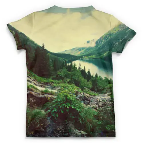 Заказать мужскую футболку в Москве. Футболка с полной запечаткой (мужская) Лес и горы от weeert - готовые дизайны и нанесение принтов.