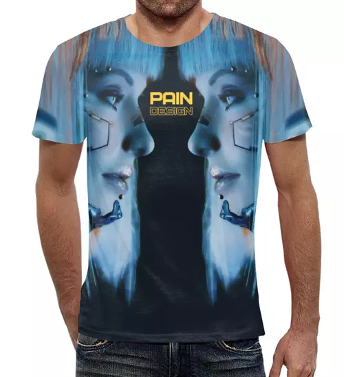 Заказать мужскую футболку в Москве. Футболка с полной запечаткой (мужская) CYBER GIRL, ONE от PAIN DESIGN  - готовые дизайны и нанесение принтов.