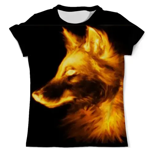 Заказать мужскую футболку в Москве. Футболка с полной запечаткой (мужская) огненный волк от sofia2003 - готовые дизайны и нанесение принтов.