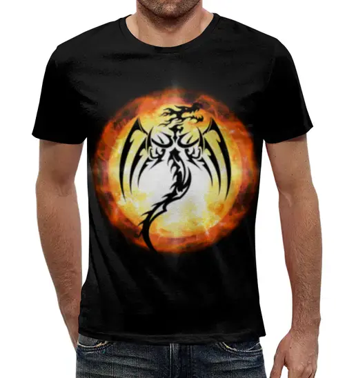 Заказать мужскую футболку в Москве. Футболка с полной запечаткой (мужская) Дракон от weeert - готовые дизайны и нанесение принтов.